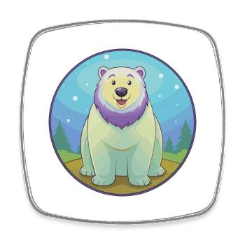 ours polaire mignon kawaii dessin animé clipart animal de compagnie - Magnet carré - blanc - Devant