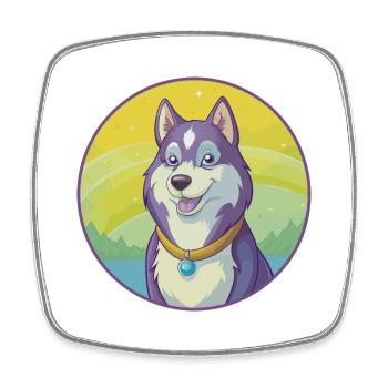 Husky Dog Cute Kawaii Cartoon Clipart Animal Pet - Square fridge magnet - white - Front