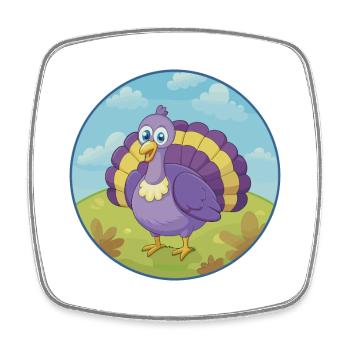 Turquie Mignon Kawaii Dessin animé Clipart Animal de compagnie - Magnet carré - blanc - Devant