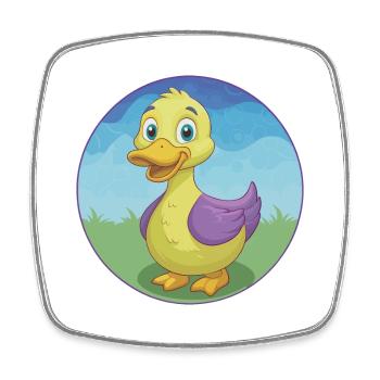 canard mignon kawaii dessin animé clipart animal de compagnie - Magnet carré - blanc - Devant