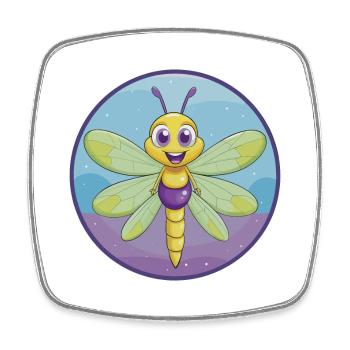 Libelle Niedliche Kawaii Cartoon Clipart Tier Haustier - Viereckiger Kühlschrankmagnet - Weiß - Vorne