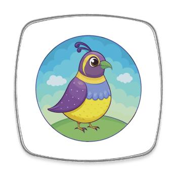 Wachtel Niedlich Kawaii Cartoon Clipart Tier Haustier - Viereckiger Kühlschrankmagnet - Weiß - Vorne