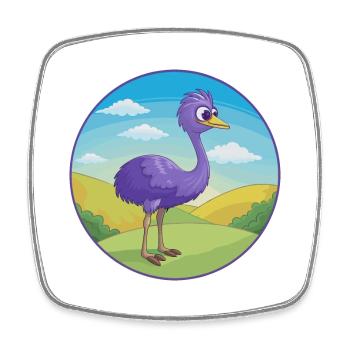 Emu mignon Kawaii dessin animé Clipart Animal de compagnie - Magnet carré - blanc - Devant