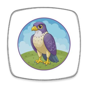 Falke Niedliche Kawaii Cartoon Clipart Tier Haustier - Viereckiger Kühlschrankmagnet - Weiß - Vorne