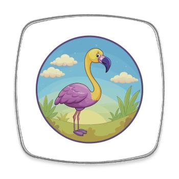 Flamingo Cute Kawaii Cartoon Clipart Animal Pet - Square fridge magnet - white - Front