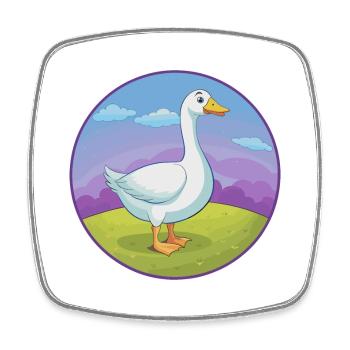 Goose Cute Kawaii Cartoon Clipart Animal Pet - Square fridge magnet - white - Front