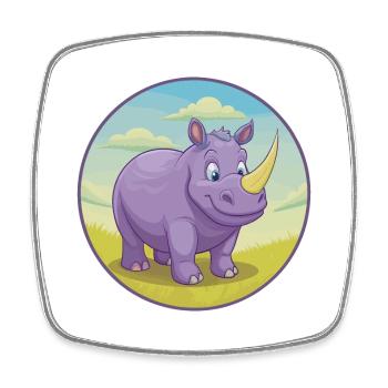 Rhino Cute Kawaii Cartoon Clipart Animal Pet - Square fridge magnet - white - Front