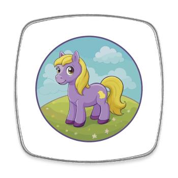 Pony Niedliche Kawaii Cartoon Clipart Tier Haustier - Viereckiger Kühlschrankmagnet - Weiß - Vorne