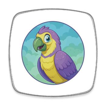 Parrot Cute Kawaii Cartoon Clipart Animal Pet - Square fridge magnet - white - Front