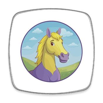 Pferd Niedlich Kawaii Cartoon Clipart Tier Haustier - Viereckiger Kühlschrankmagnet - Weiß - Vorne