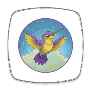 colibri mignon kawaii dessin animé clipart animal de compagnie - Magnet carré - blanc - Devant