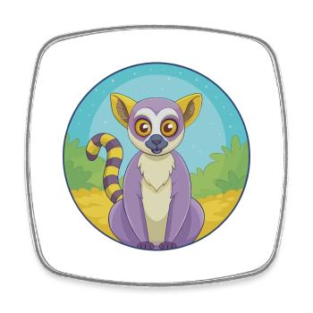 Lemur Cute Kawaii Cartoon Clipart Animal Pet - Square fridge magnet - white - Front
