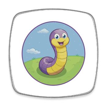 Regenwurm Niedlich Kawaii Cartoon Clipart Tier Haustier - Viereckiger Kühlschrankmagnet - Weiß - Vorne