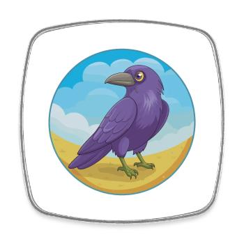 corbeau mignon kawaii dessin animé clipart animal de compagnie - Magnet carré - blanc - Devant