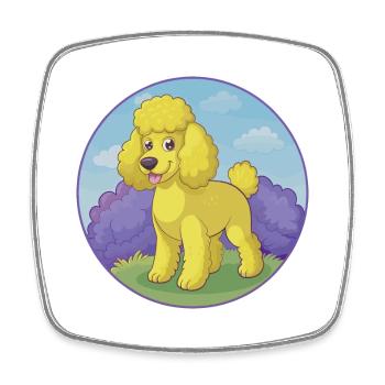 Caniche Chien Mignon Kawaii Dessin animé Clipart Animal Animal de compagnie - Magnet carré - blanc - Devant