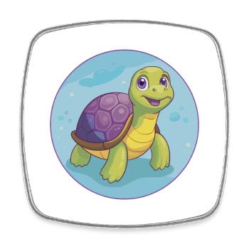 Turtle Cute Kawaii Cartoon Clipart Animal Pet - Square fridge magnet - white - Front