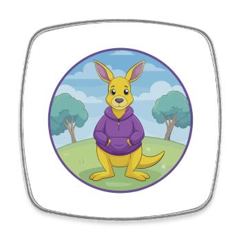 Kangaroo Cute Kawaii Cartoon Clipart Animal Pet - Square fridge magnet - white - Front