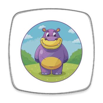 Hippo Cute Kawaii Cartoon Clipart Animal Pet - Square fridge magnet - white - Front
