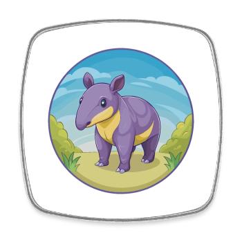 Tapir Cute Kawaii Cartoon Clipart Animal Pet - Square fridge magnet - white - Front