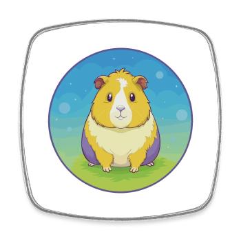 Cochon d’Inde mignon Kawaii dessin animé Clipart Animal de compagnie - Magnet carré - blanc - Devant