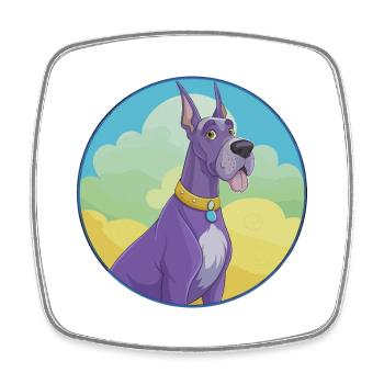 Deutsche Dogge Hund Niedlich Kawaii Cartoon Clipart Tier - Viereckiger Kühlschrankmagnet - Weiß - Vorne