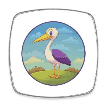 Storch Niedlich Kawaii Cartoon Clipart Tier Haustier - Viereckiger Kühlschrankmagnet - Weiß - Vorne