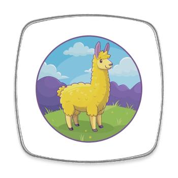 Lama mignon Kawaii dessin animé Clipart Animal de compagnie - Magnet carré - blanc - Devant