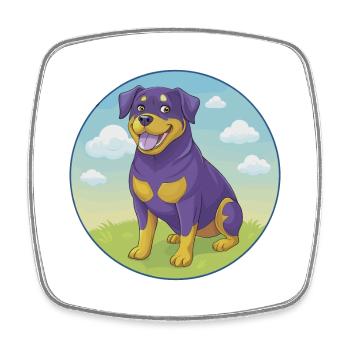 Rottweiler chien mignon Kawaii dessin animé Clipart Animal - Magnet carré - blanc - Devant