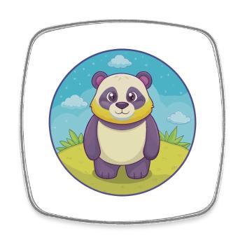 Panda Niedlich Kawaii Cartoon Clipart Tier Haustier - Viereckiger Kühlschrankmagnet - Weiß - Vorne