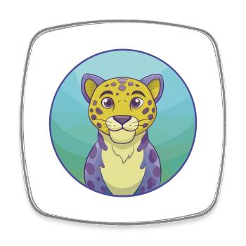 Léopard Mignon Kawaii Dessin animé Clipart Animal Animal de compagnie - Magnet carré - blanc - Devant