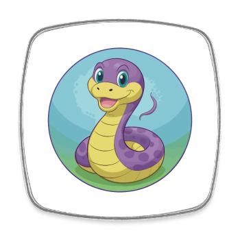 Serpent Mignon Kawaii Dessin animé Clipart Animal Animal de compagnie - Magnet carré - blanc - Devant