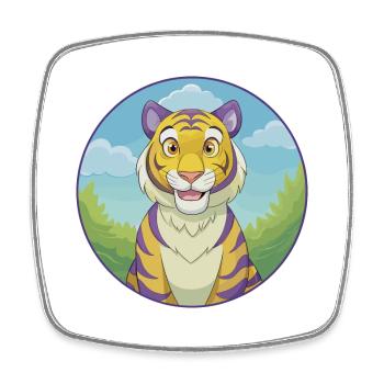 Tiger Cute Kawaii Cartoon Clipart Animal Pet - Square fridge magnet - white - Front