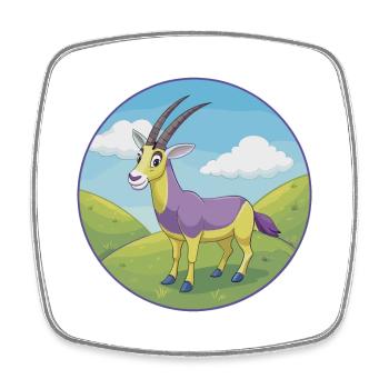 Oryx mignon kawaii dessin animé Clipart animal de compagnie - Magnet carré - blanc - Devant