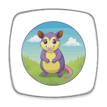 Possum Cute Kawaii Cartoon Clipart Animal Pet - Square fridge magnet - white - Front
