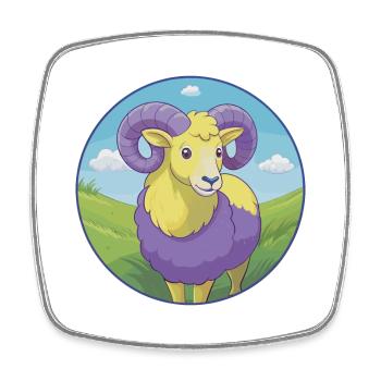 Ram Niedliche Kawaii Cartoon Clipart Tier Haustier - Viereckiger Kühlschrankmagnet - Weiß - Vorne