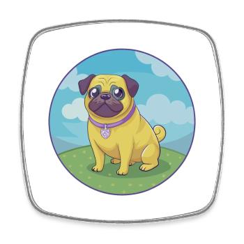 Carlin Chien Mignon Kawaii Dessin animé Clipart Animal Animal de compagnie - Magnet carré - blanc - Devant