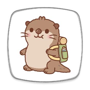 Süßer Otter geht wandern - Viereckiger Kühlschrankmagnet - Weiß - Vorne