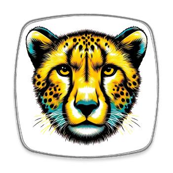 Guépard - Magnet carré - blanc - Devant