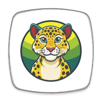 Amur Leopard Cute Kawaii Cartoon Clipart Animal - Square fridge magnet - white - Front
