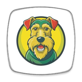 Airedale Terrier Hund Niedliches Kawaii Cartoon Tier - Viereckiger Kühlschrankmagnet - Weiß - Vorne
