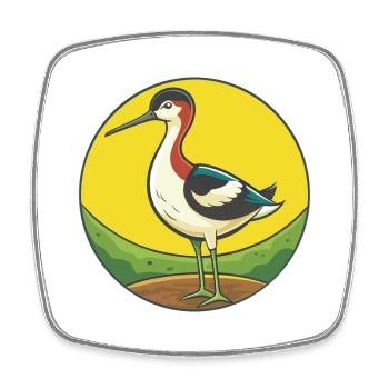 Avocet Niedliche Kawaii Cartoon Clipart Haustier Tier - Viereckiger Kühlschrankmagnet - Weiß - Vorne