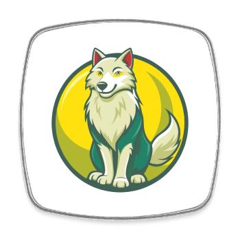 Arctic Wolf Cute Kawaii Cartoon Clipart Pet Animal - Square fridge magnet - white - Front