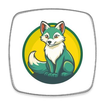 Polarfuchs Niedliche Kawaii Cartoon Clipart Haustier Tier - Viereckiger Kühlschrankmagnet - Weiß - Vorne