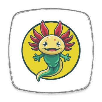 axolotl mignon kawaii dessin animé clipart animal de compagnie - Magnet carré - blanc - Devant