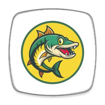 Barracuda Mignon Kawaii Dessin animé Clipart Animal de compagnie - Magnet carré - blanc - Devant