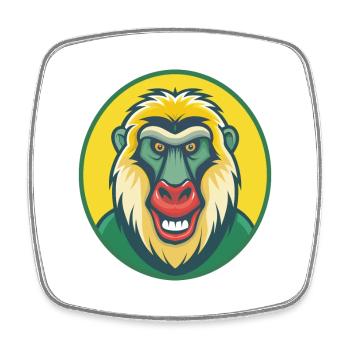 Baboon Cute Kawaii Cartoon Clipart Pet Animal - Square fridge magnet - white - Front