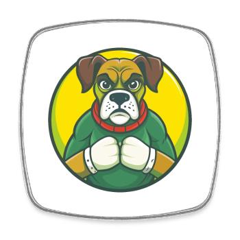 Boxer Hund Niedlich Kawaii Cartoon Clipart Haustier Tier - Viereckiger Kühlschrankmagnet - Weiß - Vorne