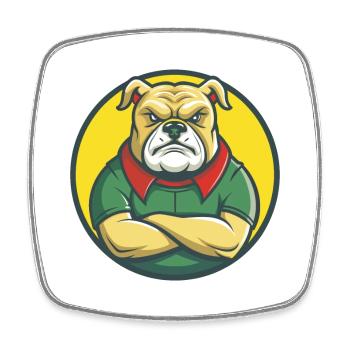 Bulldog Cute Kawaii Cartoon Clipart Pet Animal - Square fridge magnet - white - Front