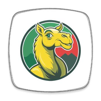 Chameau mignon Kawaii dessin animé Clipart Animal de compagnie - Magnet carré - blanc - Devant