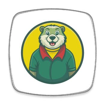 Marmot Cute Kawaii Cartoon Clipart Pet Animal - Square fridge magnet - white - Front